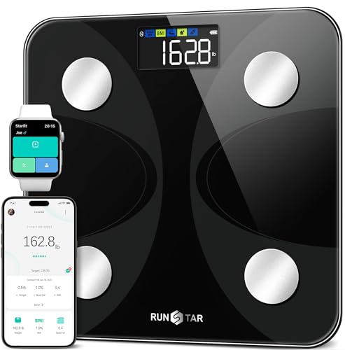 Scale for Body Weight and Fat Percentage, RunSTAR Ultra-Precision Digital Accurate Bathroom Smart Scale with Large Display,13 Body Composition Analyzer Sync App Weight Scale BMI Health Monitor