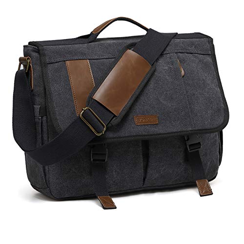 Messenger Bag for Men,Water Resistant Canvas 15.6 inch Laptop Shoulder Bag Vintage Satchel Bag for Work Travel by VONXURY
