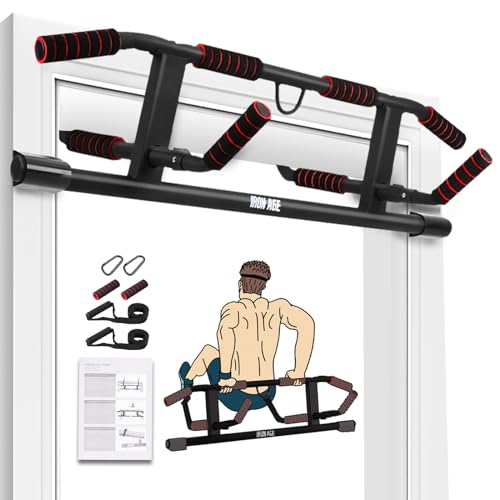 IRON AGE Pull Up Bar For Doorway - Pullupbar With Enhanced Smart Hook Angled Grip Home Gym Exercise Equipment US Patent (Fits Almost All Doors)