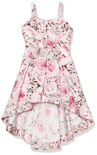 Speechless Girls' Sleeveless High Low Maxi Length Mikado Party Dress, Blush Floral, 8