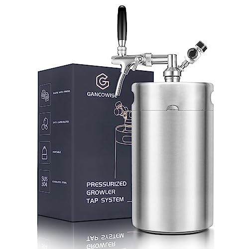 270OZ Mini Keg Growler, Pressurized Home Dispenser System with Adjustable Faucet Keeps Carbonation and Fresh for Homebrew, Craft and Draft Beer