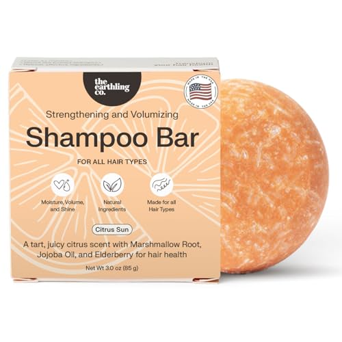 The Earthling Co. Shampoo Bar - Promote Hair Growth, Strengthen & Volumize All Hair Types - Paraben & Sulfate Free formula with Natural, Vegan Ingredients for Dry Hair (Citrus Sun, 3 oz)