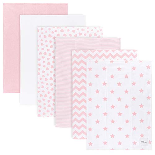 Comfy Cubs Burp Cloths 6 Pack Large 100% Cotton Washcloths Double Layered Absorbent Burping Cloth Extra Absorbent Baby Burp Cloth Extra Soft for Boys and Girls (Pink, Pack of 6)