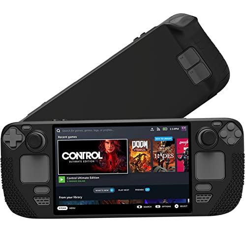 Steam Deck Case for Steam Deck New Model 2022,Anti-Slip Soft Silicone Shockproof Protective Cover, Ergonomic Grip Case Console 7.0', Black