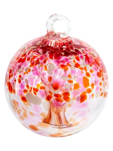 Dale Tiffany Hand Blown Glass, 6' Diameter Blush, Tree of Life Collection, Witch Globe Hanging Garden Indoor/Outdoor Decorative Ornament Gazing Ball