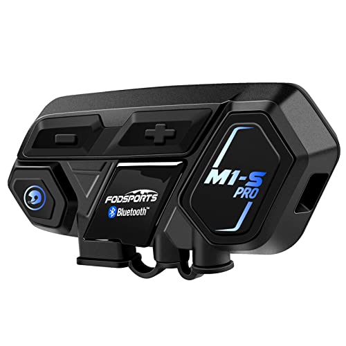 FODSPORTS Motorcycle Bluetooth Intercom with Music Sharing, M1S Pro 2000m 8 Riders Group Helmet Communication System Headset Universal Wireless Interphone (Waterproof/Handsfree/Stereo Music/GPS/2 Mic)