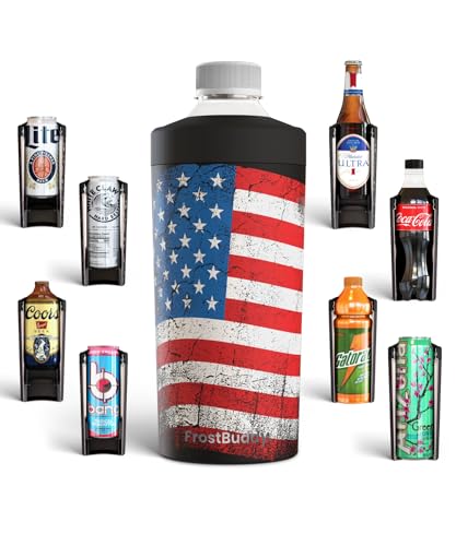 Universal Buddy XL Can Cooler by Frost Buddy - Fits 12-ounce, 16-ounce, 20-ounce, and 24-ounce Cans and Bottles - Keep Your Drinks Refreshingly Chilled for over 12 hours. (Merica)