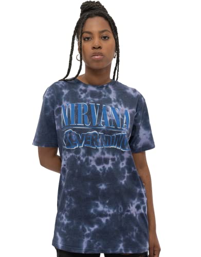 Nirvana Men's Nevermind Wavy Logo (Dip-Dye) Tie Dye T-Shirt Large Purple