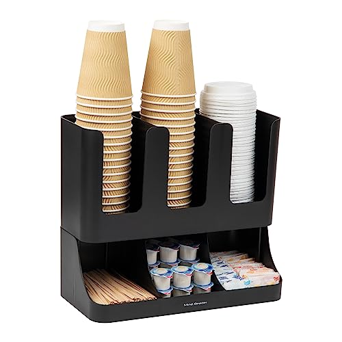 Mind Reader 6 Compartment Upright Breakroom Coffee Condiment and Cup Storage Organizer, Black
