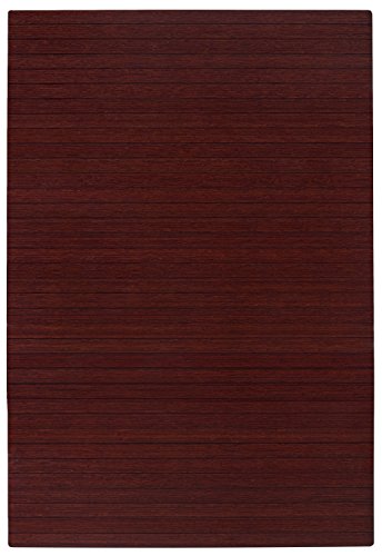 Anji Mountain Deluxe Eco-Friendly Rectangular Moso Bamboo Roll-Up Chairmat with Kiln Dried Coating and Without Lip, 72 x 48 Inches, Dark Cherry