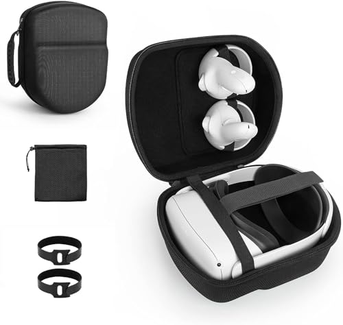 Yinke Carrying Case for Meta Quest 3/Oculus Quest 2/Pico 4 VR Headset with Elite Strap Accessories, Portable Travel Case Protective Cover Storage Bag