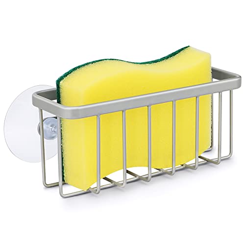 HLOOL Sponge Holder for Kitchen Sink, Kitchen Sink Sponge Holder, Kitchen Sink Caddy,Dish Sponge Holder （Mat Silver）