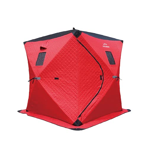KAZINSKI Portable Ice Fishing Shelter for 3-4 Person Thermal Ice Fishing Shanty Tent with Insulated Layer Perfect Ice Fishing