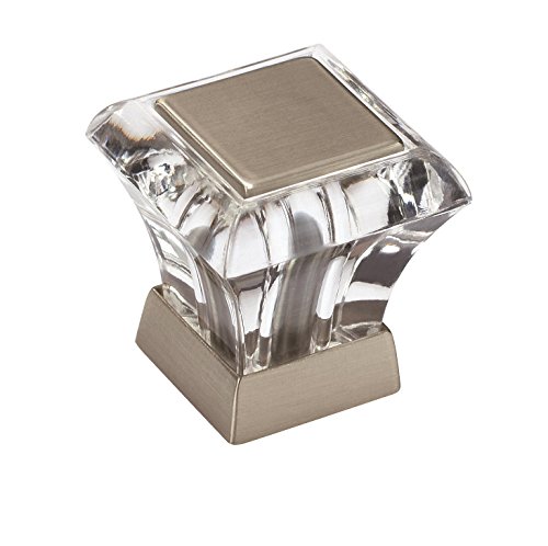 Amerock | Cabinet Knob | Clear/Satin Nickel | 1-1/16 inch (27 mm) Length | Abernathy | 1 Pack | Drawer Knob | Cabinet Hardware