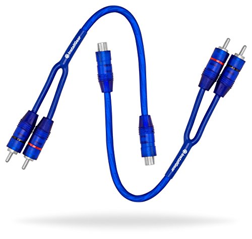 InstallGear 1ft Shielded 1 Female to 2 Male RCA Y Adapter Connector - RCA Splitter 1 Female to 2 Male (2 Pack)
