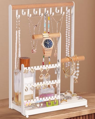 Coobest Jewelry Organizer, Jewelry Holder Organizer with 36 Earring Organizer and 10 Necklace Holder, Velvet Ring Holder & Jewelry Dish, Jewelry Display Stand for Room Decor, Gifts for Women