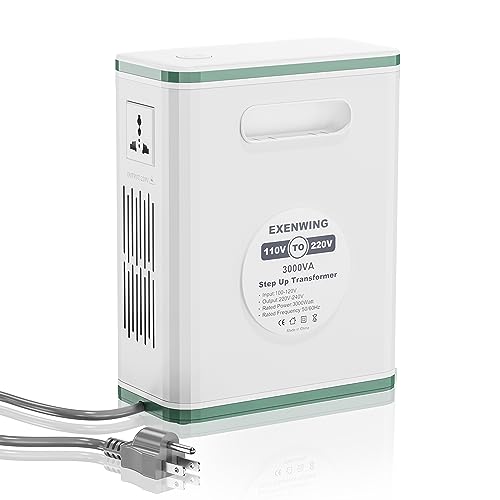 EXENWING 3000Watt 110V to 220/230V Voltage Converter Step Up Power Transformer 3000VA Convert from 100-120Volt to 220-240V wih 2 Outlets for Europe Asian China Korea Appliances Used in The US Canada