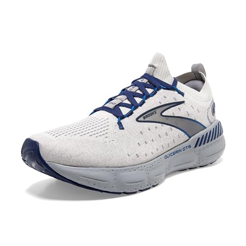 Brooks Men’s Glycerin StealthFit GTS 20 Supportive Running Shoe - Oyster/Alloy/Blue Depths - 13 Medium