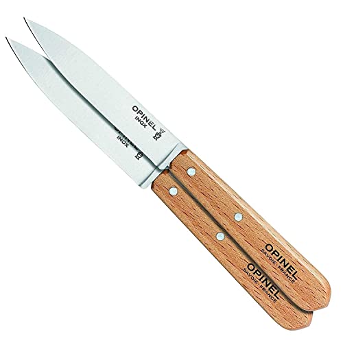 Opinel No. 112 Paring Knives 2 Piece Set, High Carbon Steel Everyday Use Prep Knives for Chopping, Peeling, Slicing, Trimming, Stabilized Sustainably Harvested Beechwood Handles, Made in France