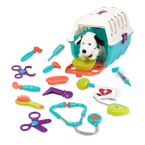 Battat – Pretend Play Vet Toys – Dog Care Playset – Plush Pup & Carrier – Toddler Veterinarian Set – Dalmatian Vet Kit - 2 Years+ (15 Pcs)