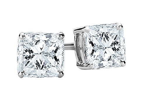 4 Carat 18K White Gold IGI Certified LAB-GROWN Princess Cut Diamond Earrings 4 Prong Screw Back Ultra Premium Collection (E-F Color, SI1-SI2 Clarity)