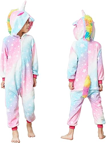 HQFURS Kids Unisex Unicorn Costume Animal Onesie Pajamas Halloween Christmas Gifts 6t