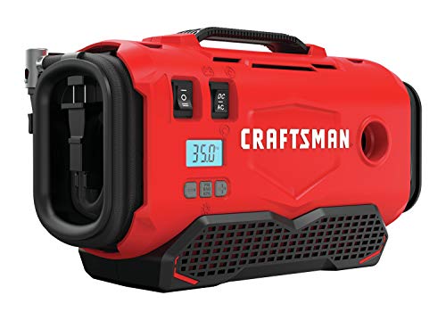 CRAFTSMAN V20 Tire Inflator, Portable Air Compressor, 3 Modes: Cordless, 120V Corded, and 12V Car Adapter, Air Pump, Battery Sold Separately (CMCE520B)