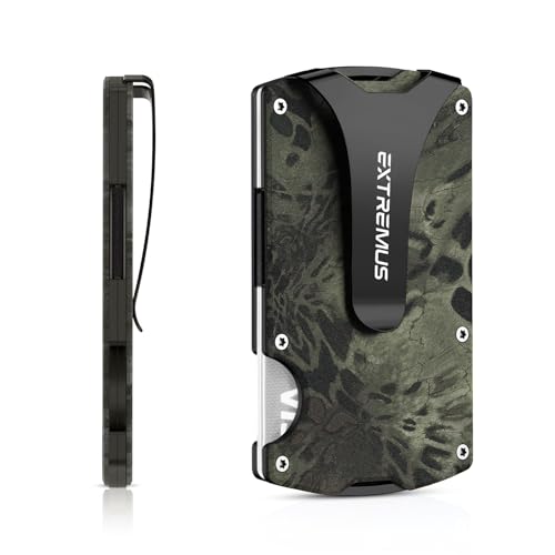 Extremus Mens Wallet, Slim Tactical Wallet with Money Clip and Credit Card Holder, Minimalist Front Pocket Wallet for Men, Rfid Blocking Wallet, Holds 15 Cards Plus Cash