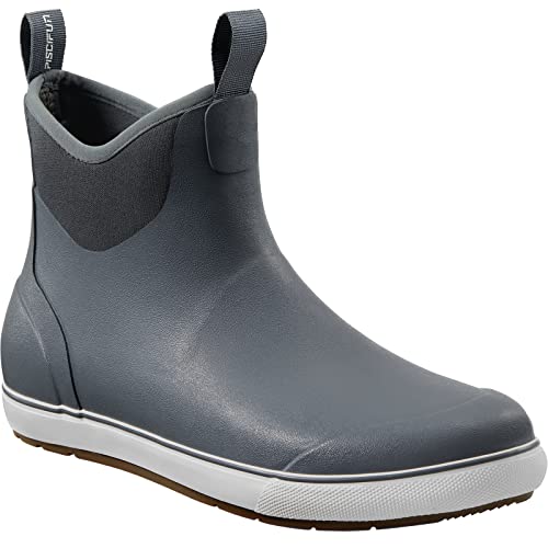 Piscifun Men’ s Deck Boots, Waterproof Fishing Rain Boots, Anti-Slip Rubber Boots with Breathable Neoprene Lining, Grey,9