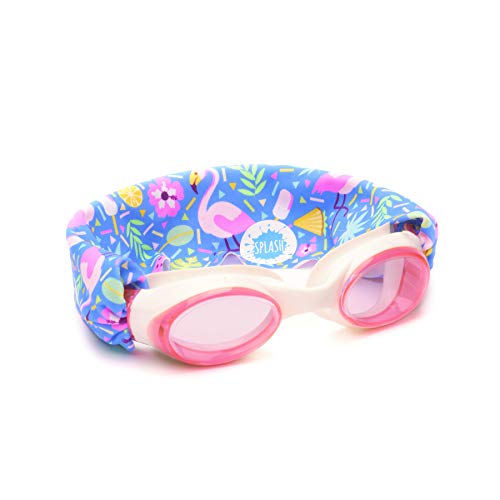 SPLASH SWIM GOGGLES with Fabric Strap - FLAMINGO POP | Fun, Fashionable, Comfortable - Adult & Kids Swim Goggles