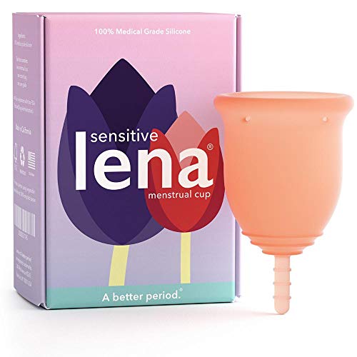 Lena Sensitive Menstrual Cup | Large, Coral | Soft Reusable Period Cup | Postpartum Cup | Experienced Users | Super Heavy Flow| Tampon, Pad, and Period Disc Alternative