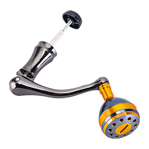 Goture Spinning Reel Handle Metal Reel Replacement Handle Rocker Arm Grip with Round Power Knob Fishing Reel Handle, 3 Sizes