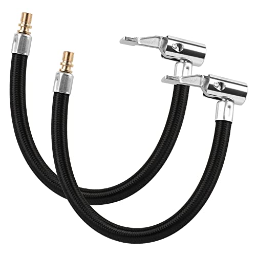 TUTUDOW 2PCS Car Locking Tire Chuck with Rubber Hose - Standard Tire Valve Fine Thread, Tire Inflator Pump Hose Adapter