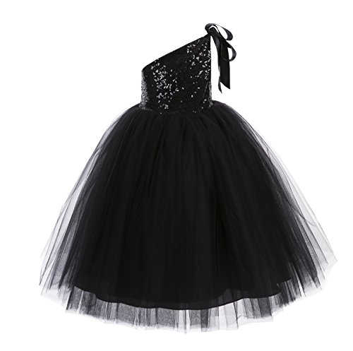 ekidsbridal One-Shoulder Sequin Tutu Flower Girl Dress Wedding Pageant Dresses Ball Gown Tutu Dresses 182 8