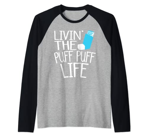 Asthma awareness breathing lung inhaler humor funny Raglan Baseball Tee