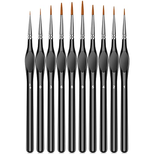 10Pcs Micro Paint Brushes Set with Triangular Handles - For Acrylic, Watercolor, Crafts, Models