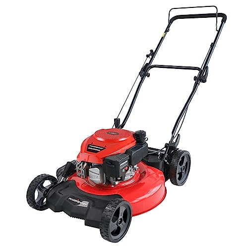 PowerSmart Gas Lawn Mower, 21-Inch 170cc 2-in-1 Mulching and Side-Discharge Push Mower, Red (DB2194CR)