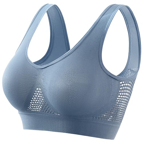 Lightning Deals of Today Prime Todays Daily Deals Breathable Cool Liftup Air Bra 2024 New Upgrade Full Support Sports Bra Bra Wide Back Band Day Prime Deals Today 2024 Blue 4X-Large