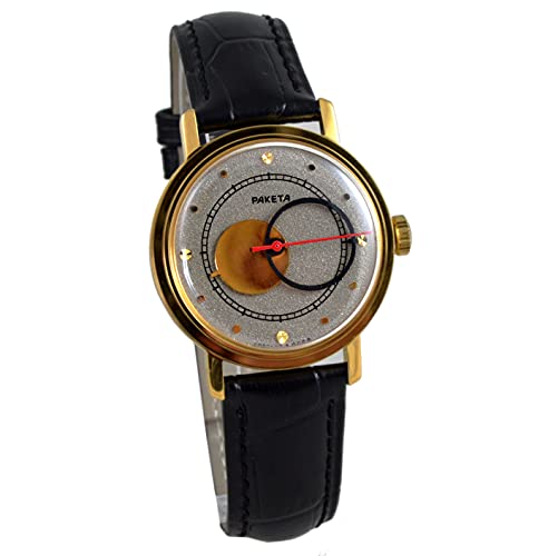 RAKETA Copernic Mens Wrist Russian Vintage Watch Soviet USSR Rare Mens Wrist Watch Gift (Classic Black Strap)