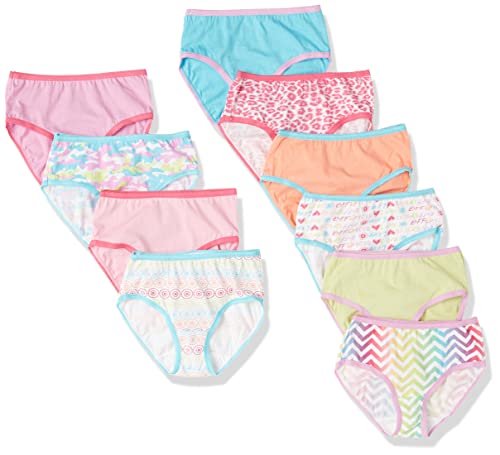 Trimfit Girls 100% Cotton Colorful Briefs Panties (Pack of 10), Bright Multi Color, Small (4-6)
