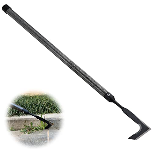 Lilyvane Crack Weeder, Manual Crevice Weeding Tool Weed Puller with Adjustable Handle for Sidewalk Paver Deck Boards, 14.5 or 29” Long Steel Crack Weeder Crevice Weeding Tool with Metal Handle
