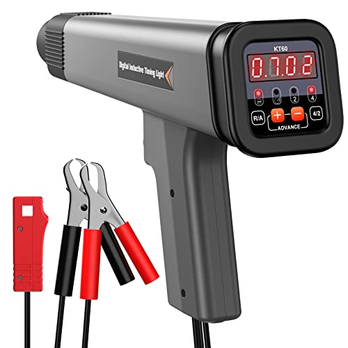 KZYEE KT60 Digital Timing Light, LED Display 12V Automotive Ignition Timing Light for 9V-16V Ignition System Strobe Lamp Detector, Portable Timing Check Auto Vehicle Motorcycle Marine Repair Tool