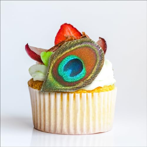 Edible Peacock Feathers - Set of 12 - Cake Decorations, Cupcake Topper