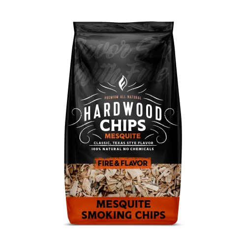 Fire & Flavor Premium All Natural Wood Chips for Smoker - Wood Chips for Smoking - Smoker Wood Chips - Smoker Accessories Gifts for Men and Women - Mesquite - 2lbs