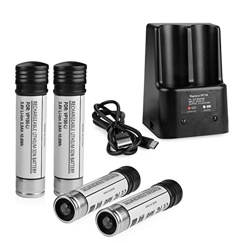 AYTXTG 4Pack 3.6V Versapak Lithium Replacement Battery for Black & Decker Versapak Battery VP100 VP100C VP105 VP105C VP110 VP110C VP143 + 2Port Black Decker 3.6V Dual Charger