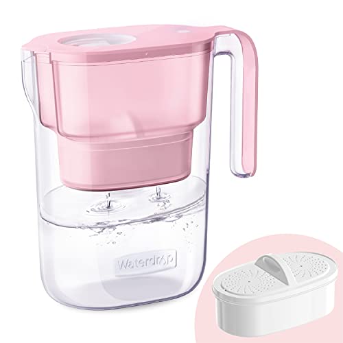 Waterdrop 200-Gallon Long-Life Elfin 7-Cup Water Filter Pitcher with 1 Filter, NSF Certified, 5X Times Lifetime, Reduces PFAS, PFOA/PFOS, Chlorine, BPA Free, Pink