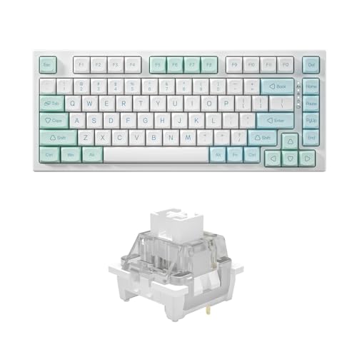 YUNZII YZ75 75% Hot Swappable Wireless Gaming Mechanical Keyboard(Gateron G Pro Red, Mint), Custom Mechanical Keyboard Switches Set(35Pcs,Milk)