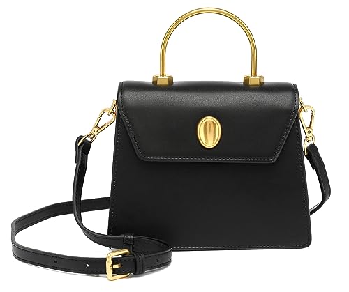 Scarleton Gold Top Handle Satchel Purses for Women, Handbags for Women, Crossbody Bags for Women, Shoulder Bag Purse Mini, H208401 - Black