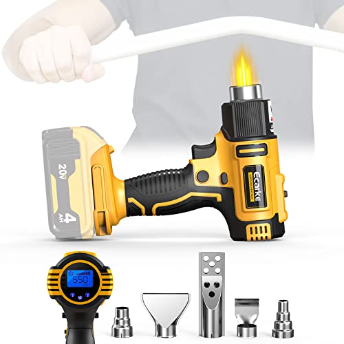 Upgraded Cordless Heat Gun for Dewalt 20v Battery, with LCD Digital Display,Variable Temperature Control,with 5 nozzle attachments Portable Cordless Air Gun for Crafts,Shrinking PVC,Stripping Paint