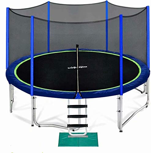 Zupapa No-Gap Design 16 15 14 12 10 8FT Trampoline for Kids with Safety Enclosure Net 425LBS Weight Capacity Outdoor Backyards Trampolines with Non-Slip Ladder for Children Adults Family,14FT